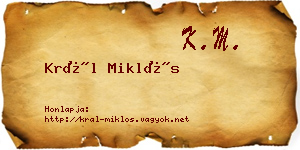 Král Miklós névjegykártya